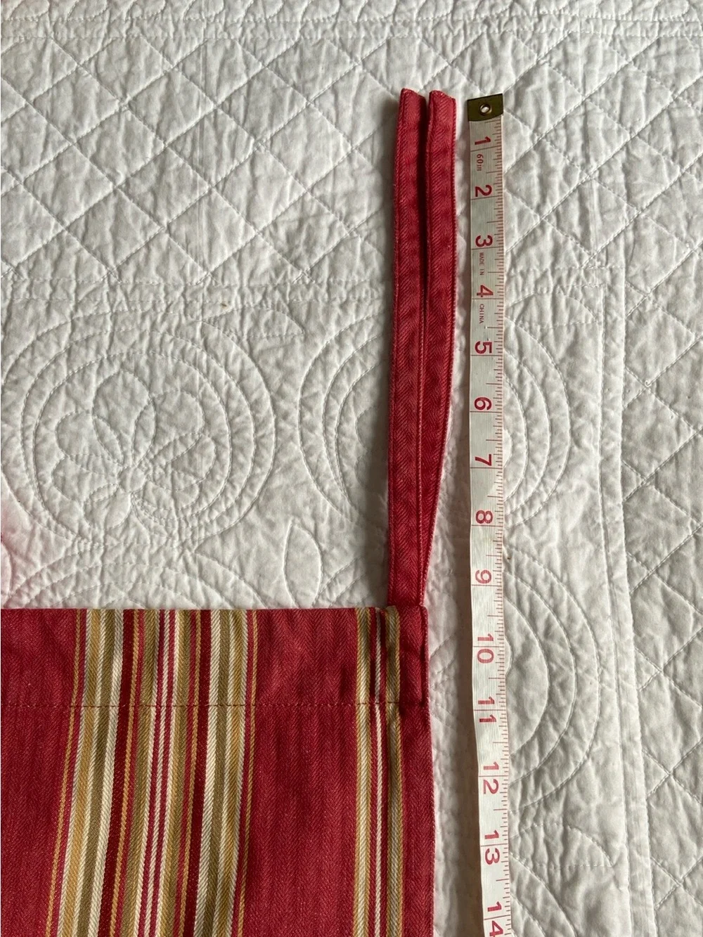 Pottery Barn Hudson Stripe Cafe 3 Curtains And 2 Valances Set Red Tan Cream